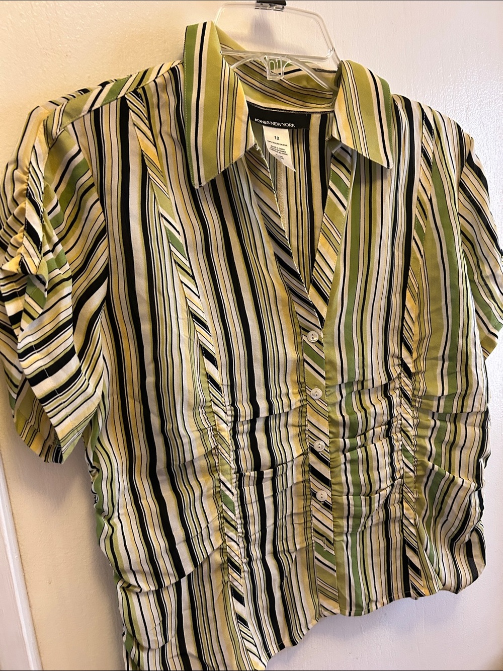 Women's Green Stripe Button-Up Shirt